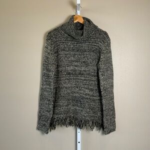 Cecico Cowl Neck Fringe Hem Sweater